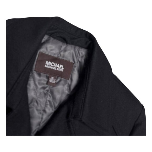 MICHAEL KORS Wool Pea Coat Winter Business Casual Black Insulated Jacket Mens M - Picture 3 of 5